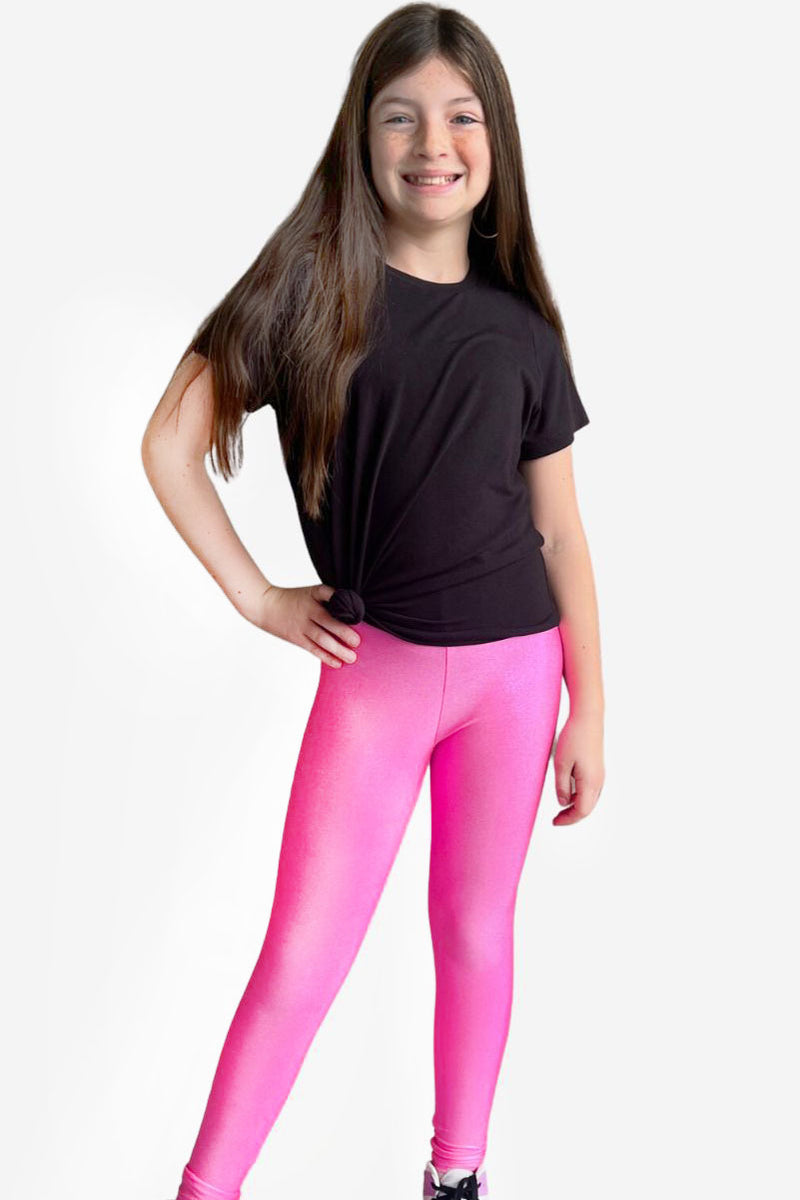 Glitter Foil Long Legging - Neon Pink