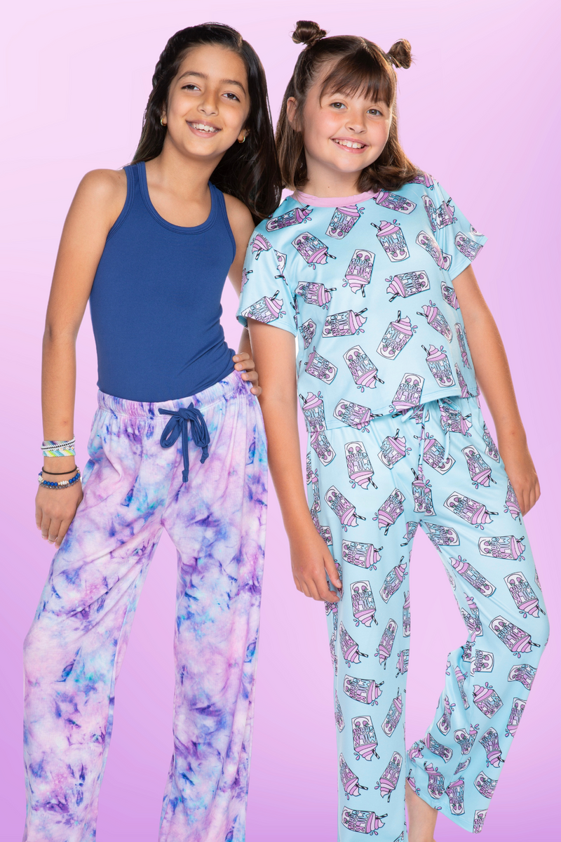 Simply Soft Short Sleeve Easy Tee & Karate Pant - Aqua Pink Milkshakes