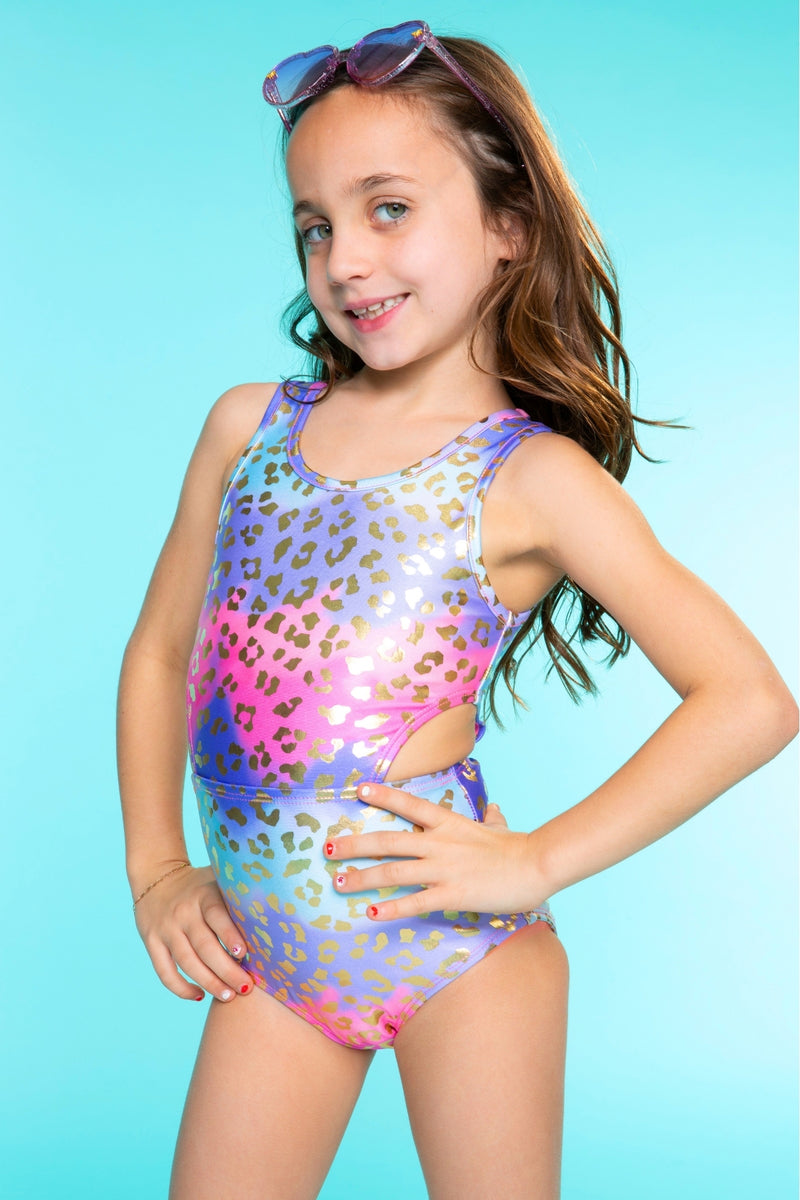 High Shine One Piece Cutout Swimsuit
