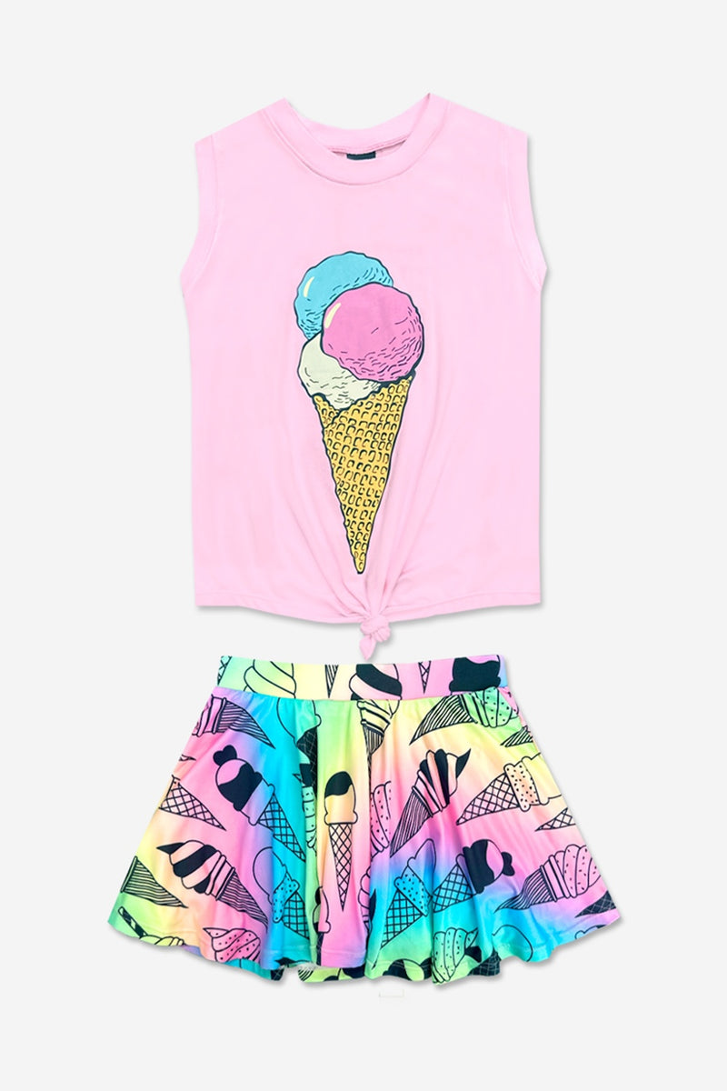 Simply Soft Sleeveless Tie Tank & Skort Set