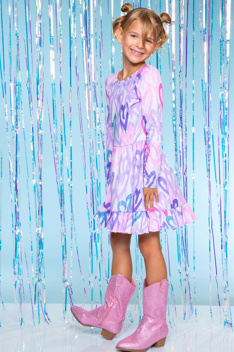 Simply Soft Long Sleeve Be Happy Flounce Dress