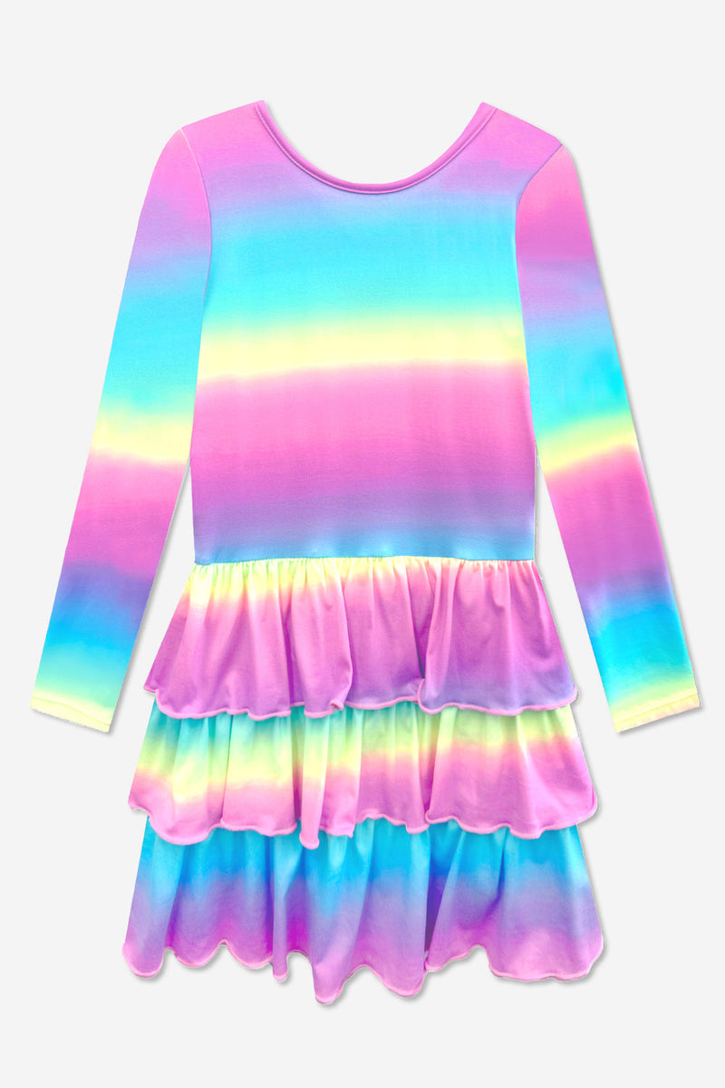 Simply Soft Long Sleeve Triple Ruffle Skirt Dress