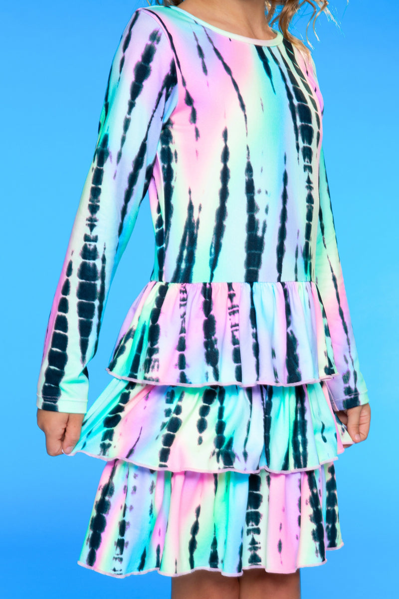 Simply Soft Long Sleeve Triple Ruffle Skirt Dress