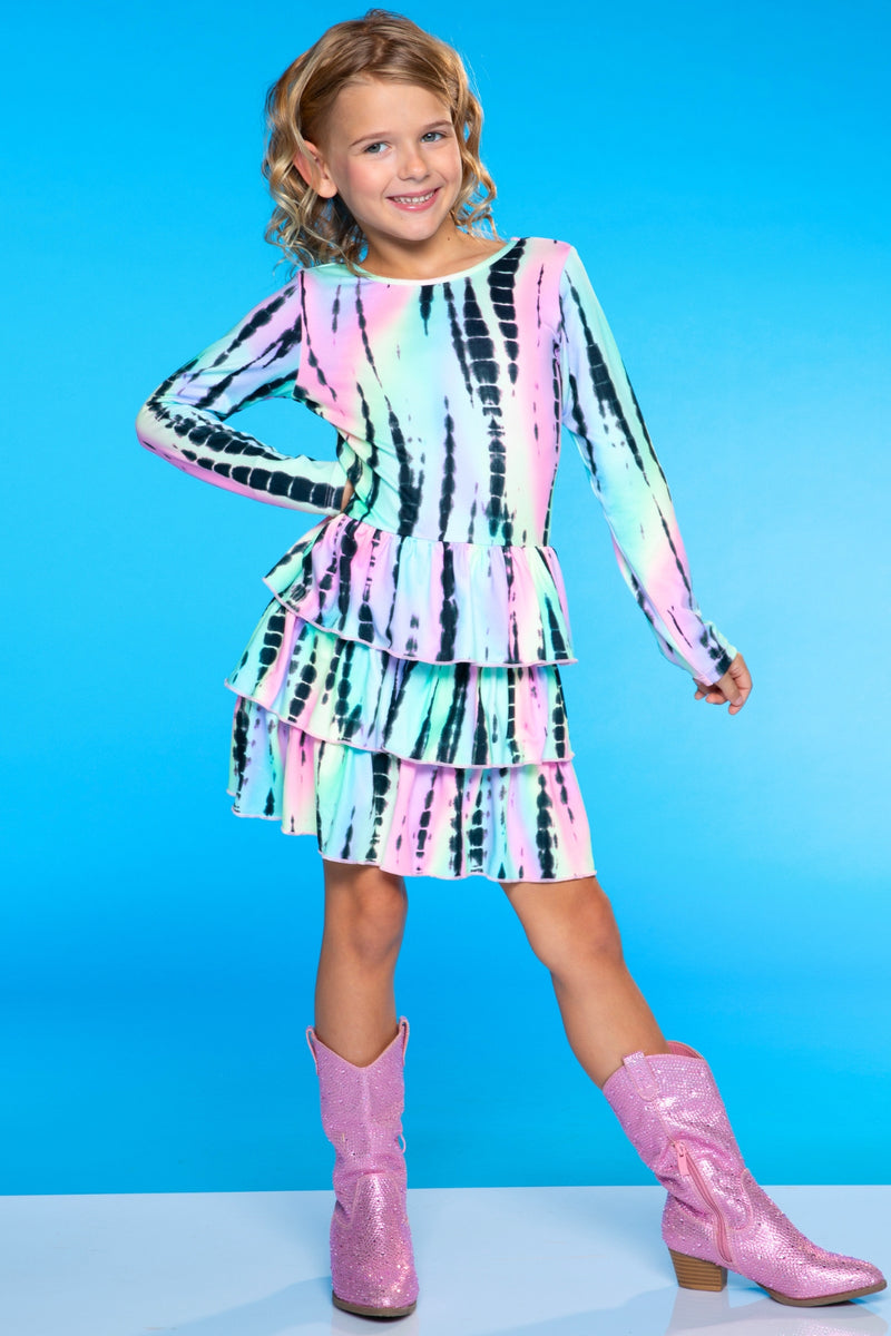 Simply Soft Long Sleeve Triple Ruffle Skirt Dress