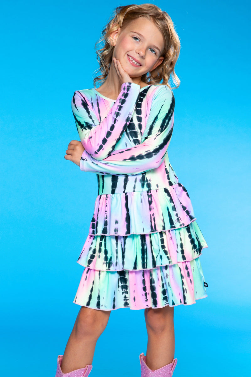 Simply Soft Long Sleeve Triple Ruffle Skirt Dress