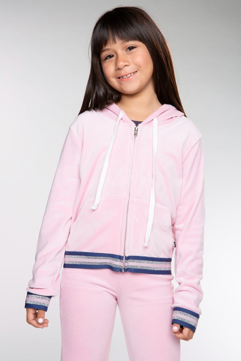 Velour Cropped Zip Hoodie