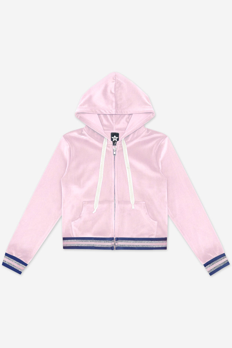 Velour Cropped Zip Hoodie