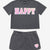 Grey Pink Sequin Happy
