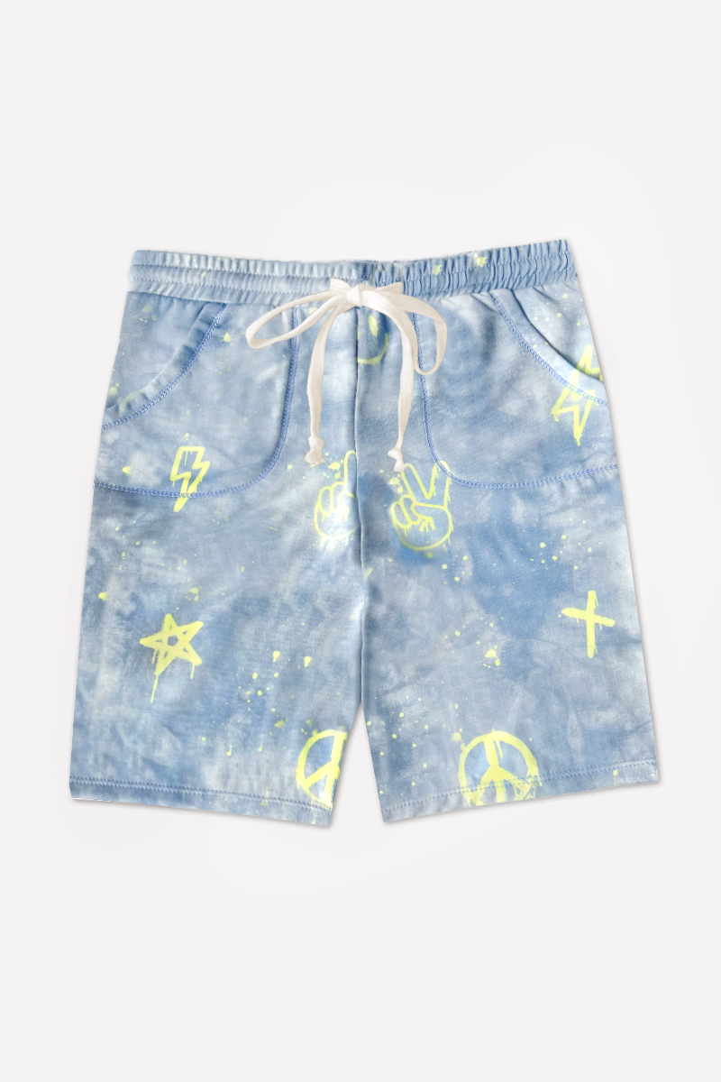 Board Short - Denim Tie Dye Emojis