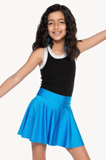 High Shine Mid Waist Skater Skort - Electric Blue