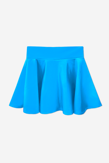 High Shine Mid Waist Skater Skort - Electric Blue