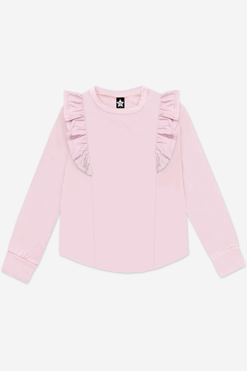 Modal Long Sleeve Ruffle Shirttail - Blush