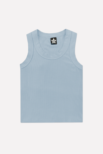 Ribbed Modal Cropped Racerback Tank - Ash Blue