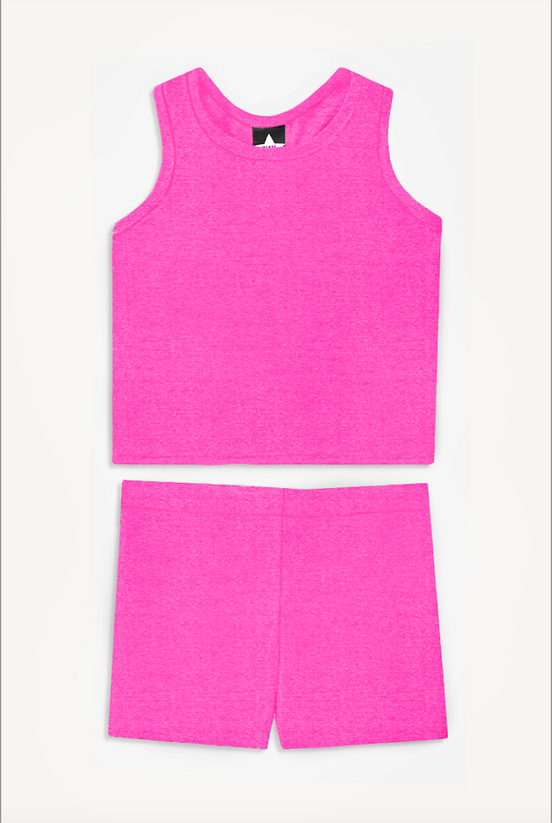 Simply Soft Luxe Cropped Racerback Tank & Tumble Short - Neon Pixie Pink