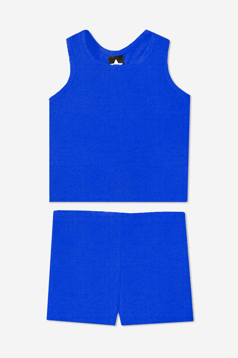 Simply Soft Luxe Cropped Racerback Tank & Tumble Short - Neon Cobalt Blue