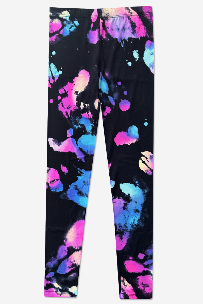 Simply Soft Long Legging - Black Pink Bleach Tie Dye