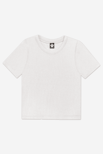 Ultra-Soft Ribbed Short Sleeve Fitted Tee - Ivory