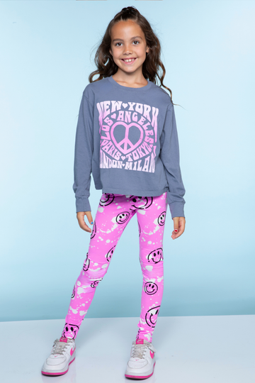 Simply Soft Long Legging - Pink Splatter Smile