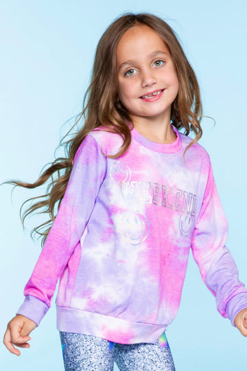 Butter French Terry Crew Sweatshirt - Pink Tie Dye Weekend