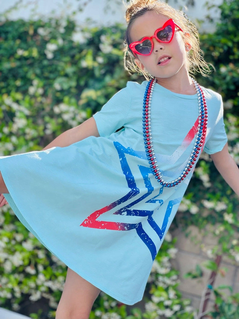 Baby Short Sleeve T-Shirt Dress - Sky Star