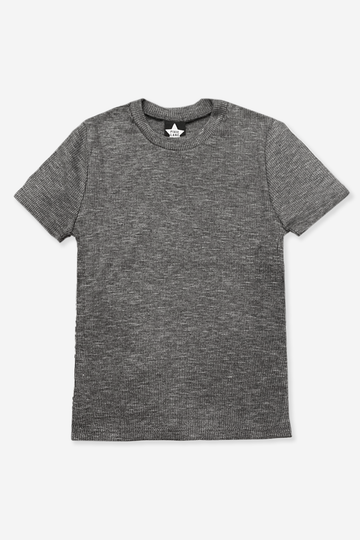 Short Sleeve Baby Tee - Charcoal Slub Rib